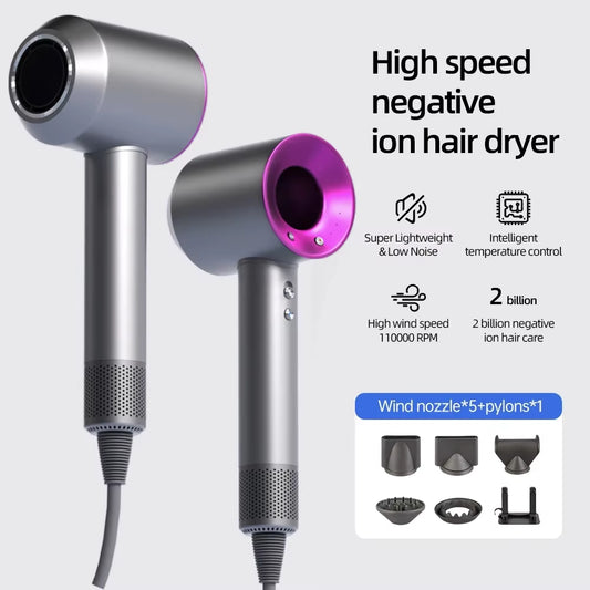 Hair Dryer with High Speed and No Blades High Power Silent and Quick Drying Portable Negative Ion, Suitable for Home Annd Travel